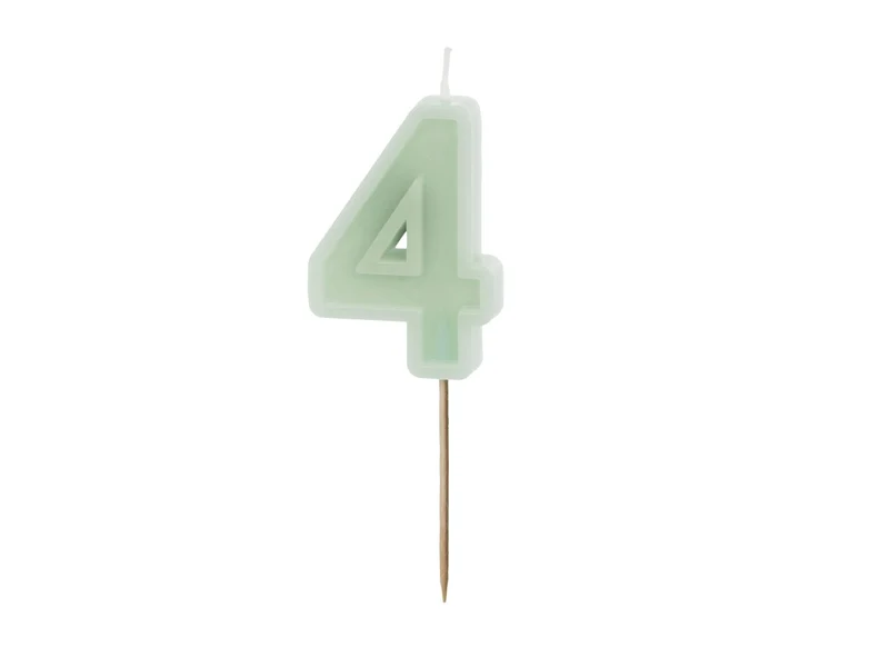 4 Jaar Kaars Mintgroen 10cm