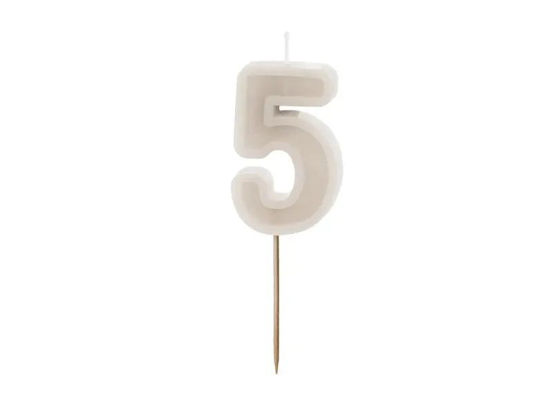 5 Jaar Kaars Beige 10cm