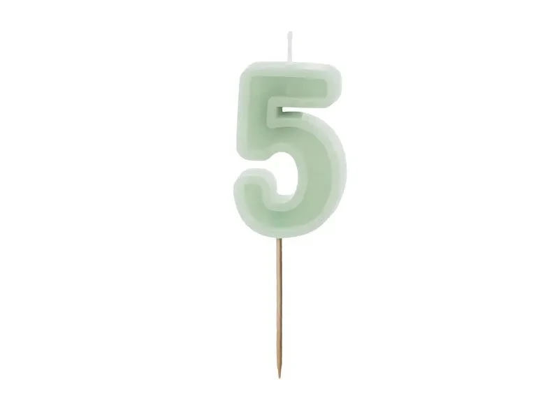 5 Jaar Kaars Mintgroen 10cm