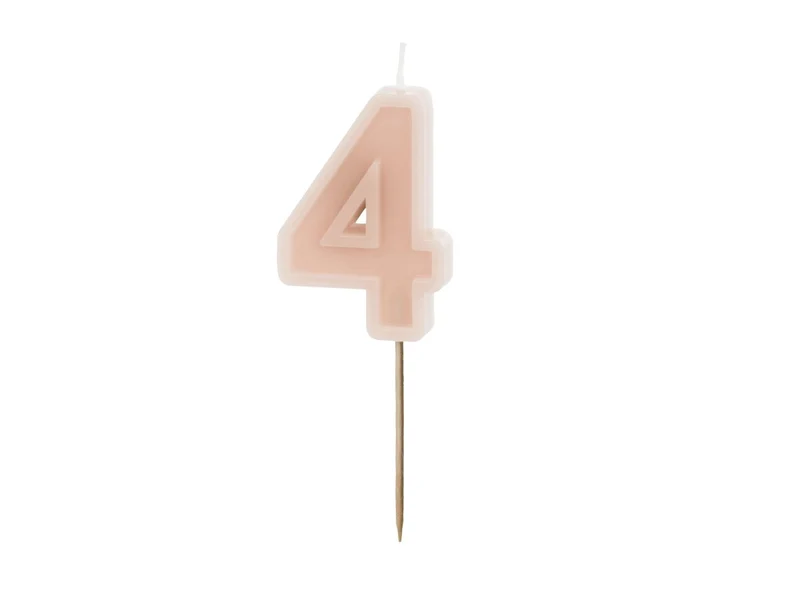 4 Jaar Kaars Lichtroze 10cm