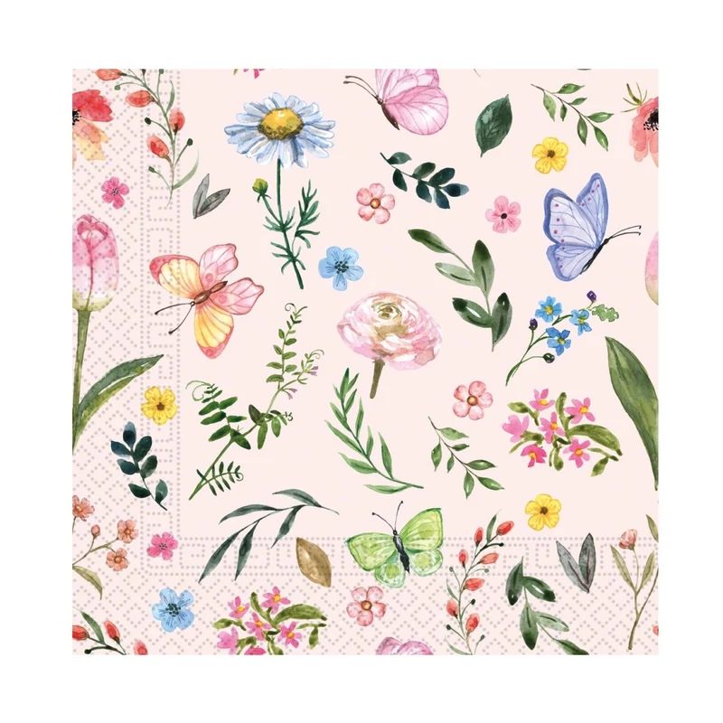 Bloemen Servetten Lichtroze 25cm 20st