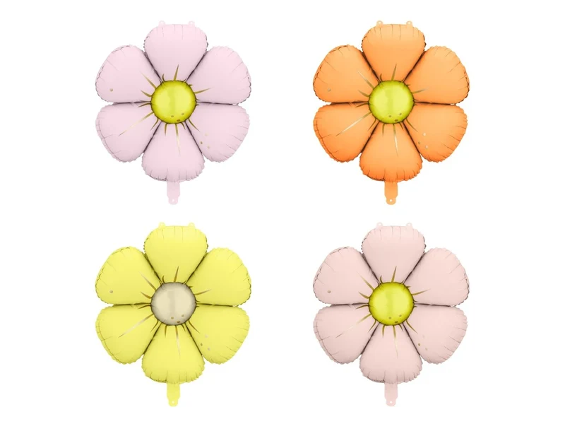 Bloemen Folie Ballon Gekleurd Leeg 65cm 4st