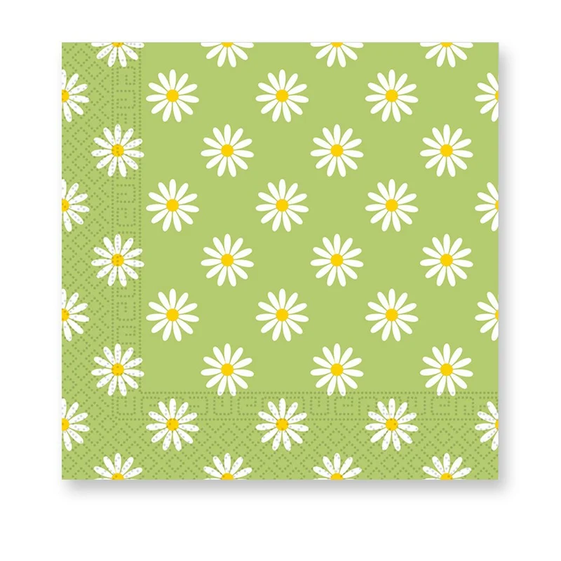 Groene Servetten Madeliefjes 33cm 20st