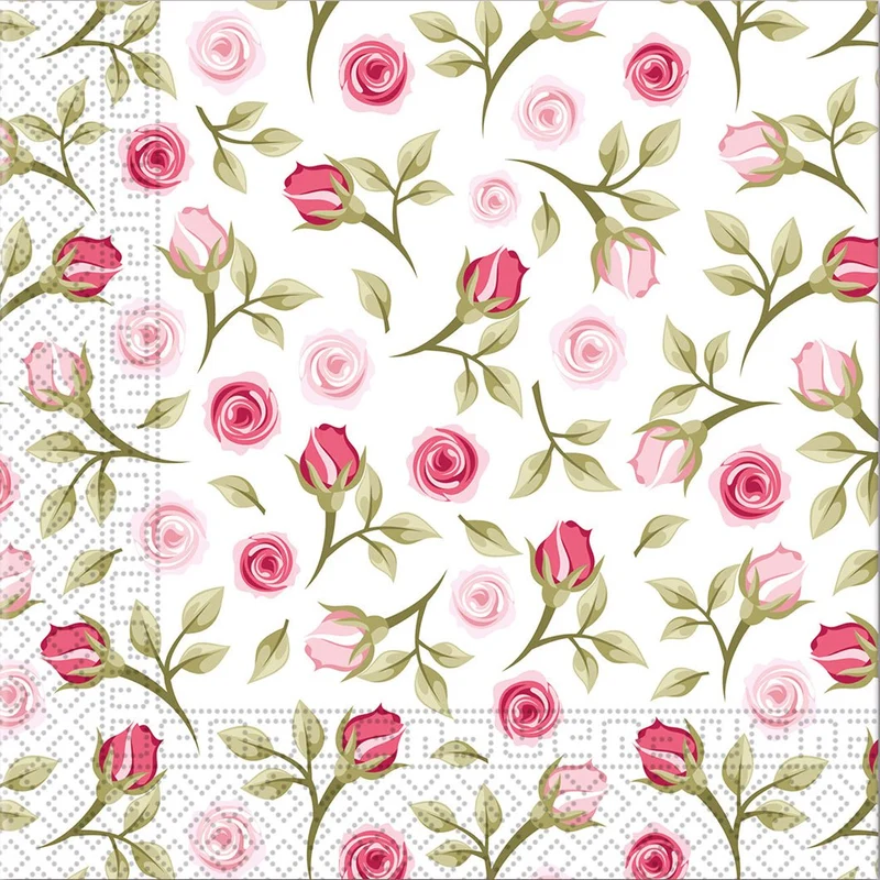 Bloemen Servetten Rozen 33cm 20st