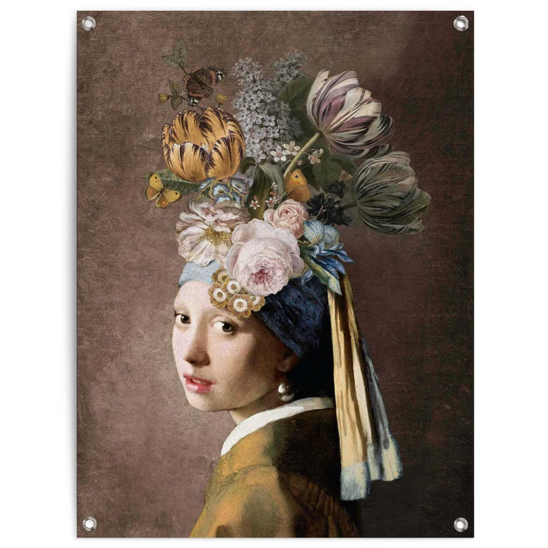 Reinders tuinposter Vermeer - Bloemenmeisje met de Parel - 80x60cm