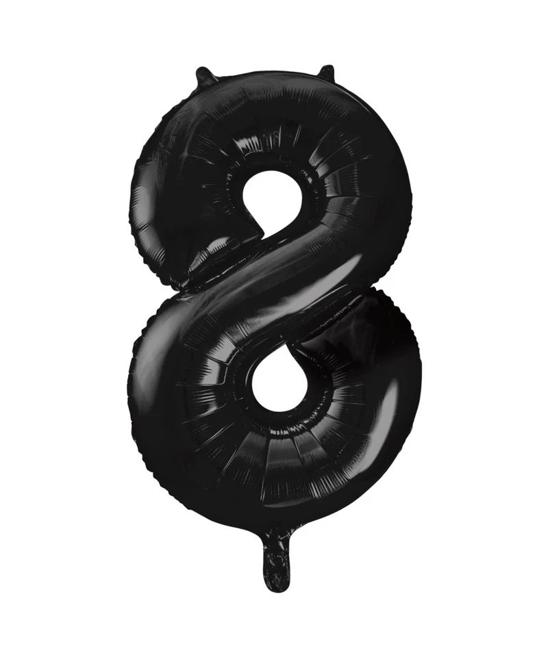 8 Jaar Cijfer Ballon Zwart Leeg 86cm