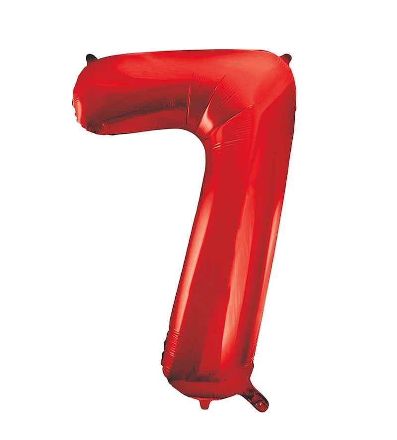7 Jaar Cijfer Ballon Rood Leeg 86cm