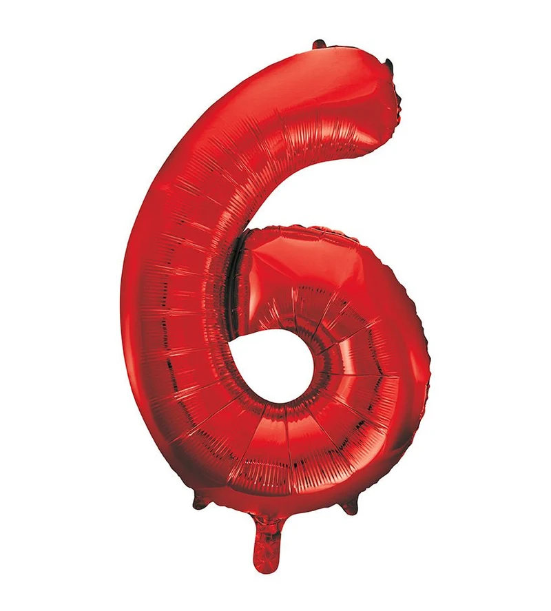 6 Jaar Cijfer Ballon Rood Leeg 86cm