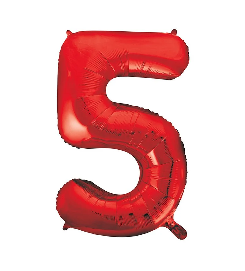 5 Jaar Cijfer Ballon Rood Leeg 86cm