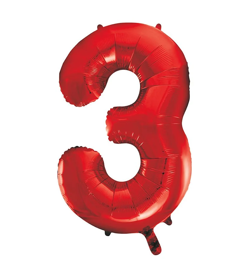 3 Jaar Cijfer Ballon Rood Leeg 86cm