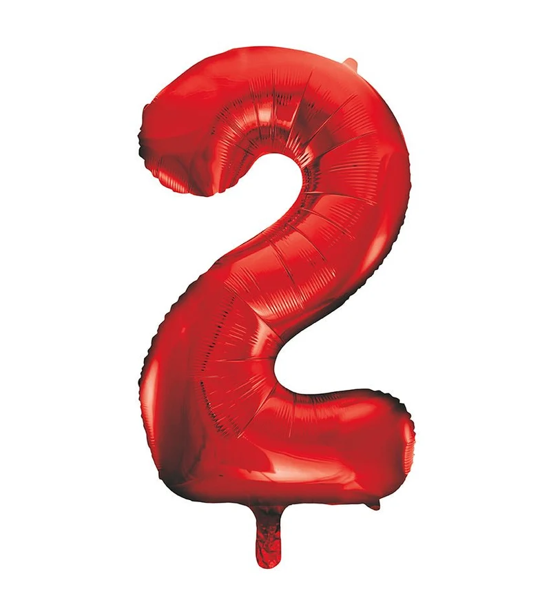 2 Jaar Cijfer Ballon Rood Leeg 86cm