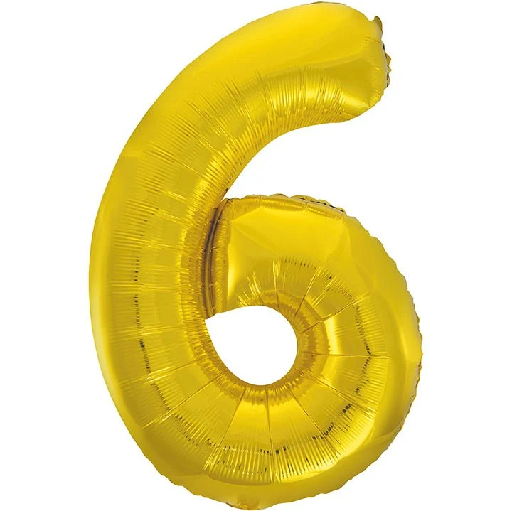6 Jaar Cijfer Ballon Goud Leeg 86cm