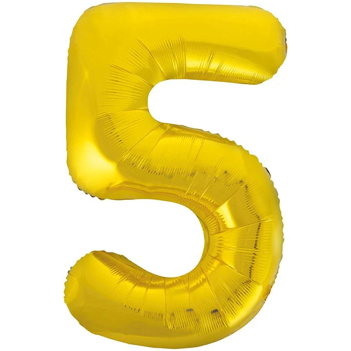 5 Jaar Cijfer Ballon Goud Leeg 86cm