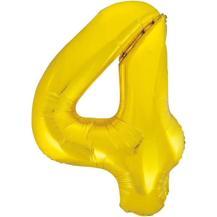 4 Jaar Cijfer Ballon Goud Leeg 86cm