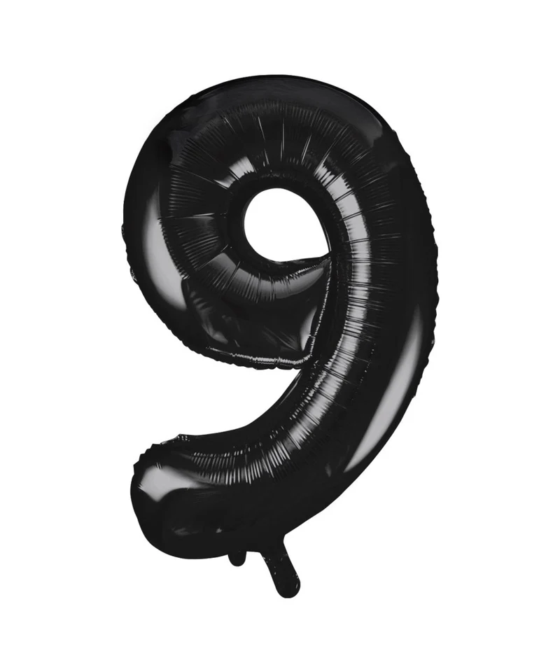 9 Jaar Cijfer Ballon Zwart Leeg 86cm