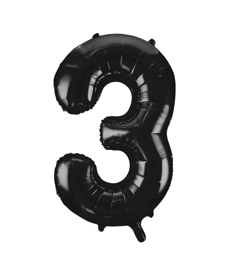 3 Jaar Cijfer Ballon Zwart Leeg 86cm