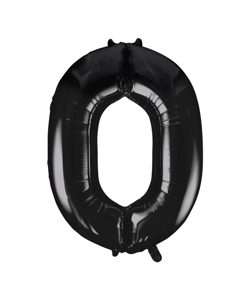 0 Jaar Cijfer Ballon Zwart Leeg 86cm