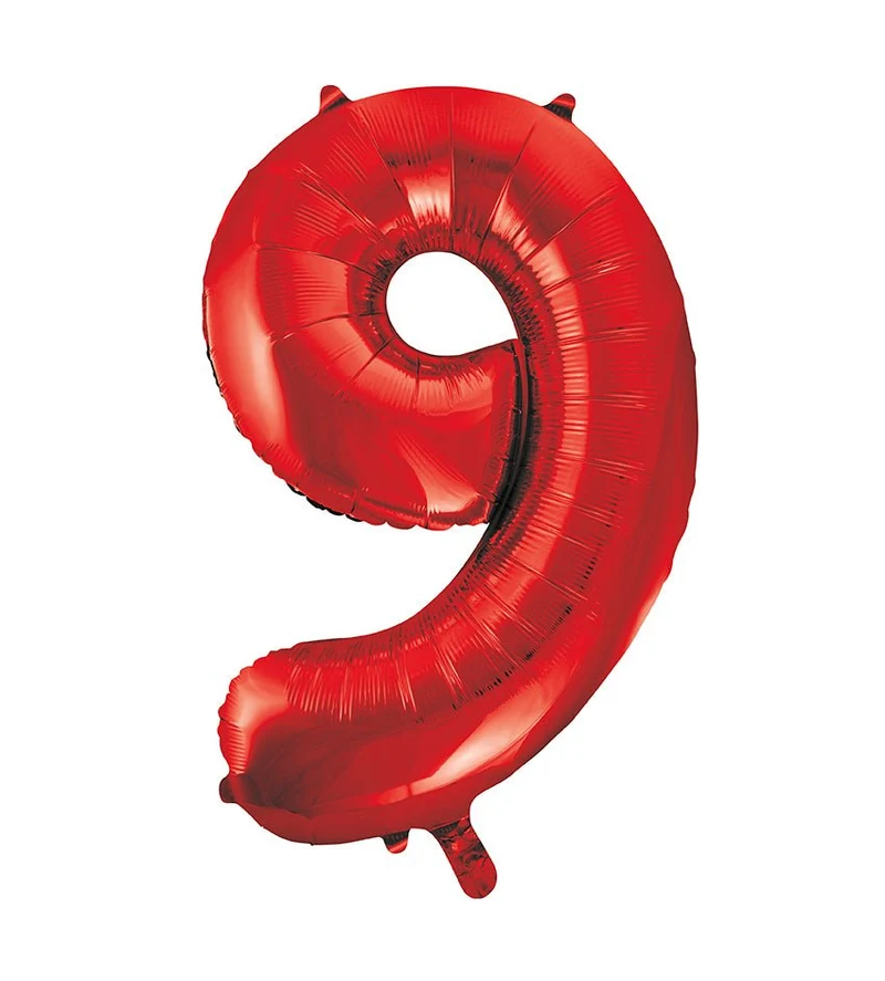 9 Jaar Cijfer Ballon Rood Leeg 86cm