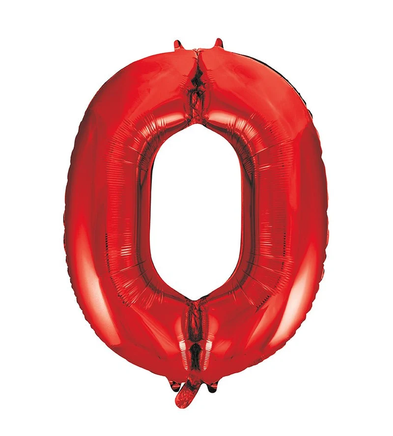 0 Jaar Cijfer Ballon Rood Leeg 86cm