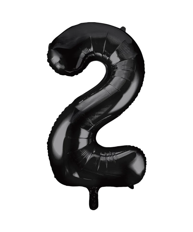2 Jaar Cijfer Ballon Zwart Leeg 86cm