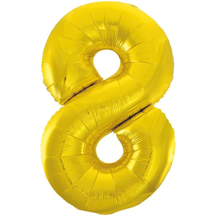 8 Jaar Cijfer Ballon Goud Leeg 86cm
