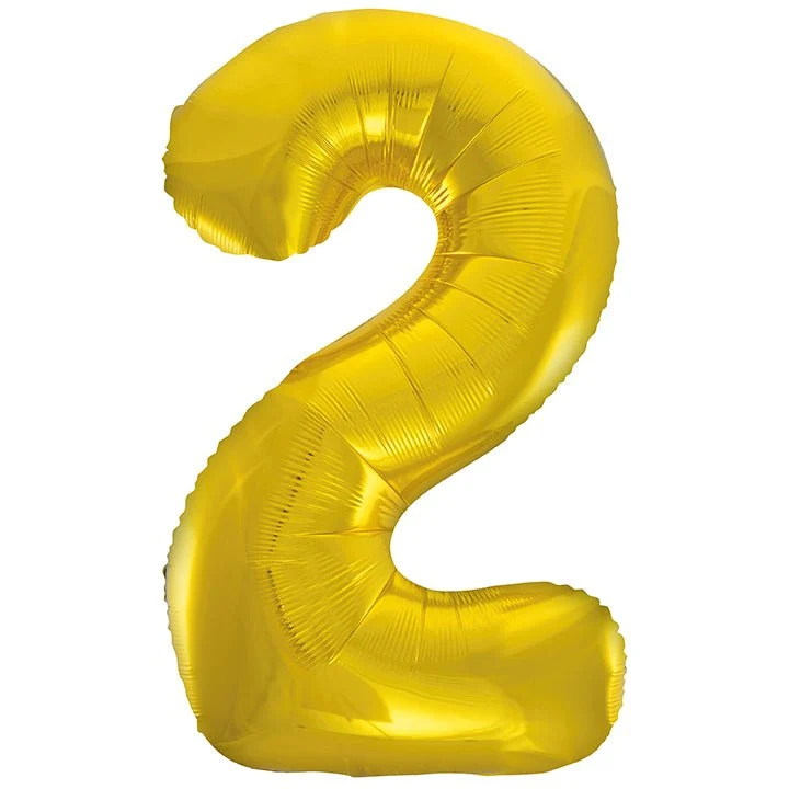 2 Jaar Cijfer Ballon Goud Leeg 86cm