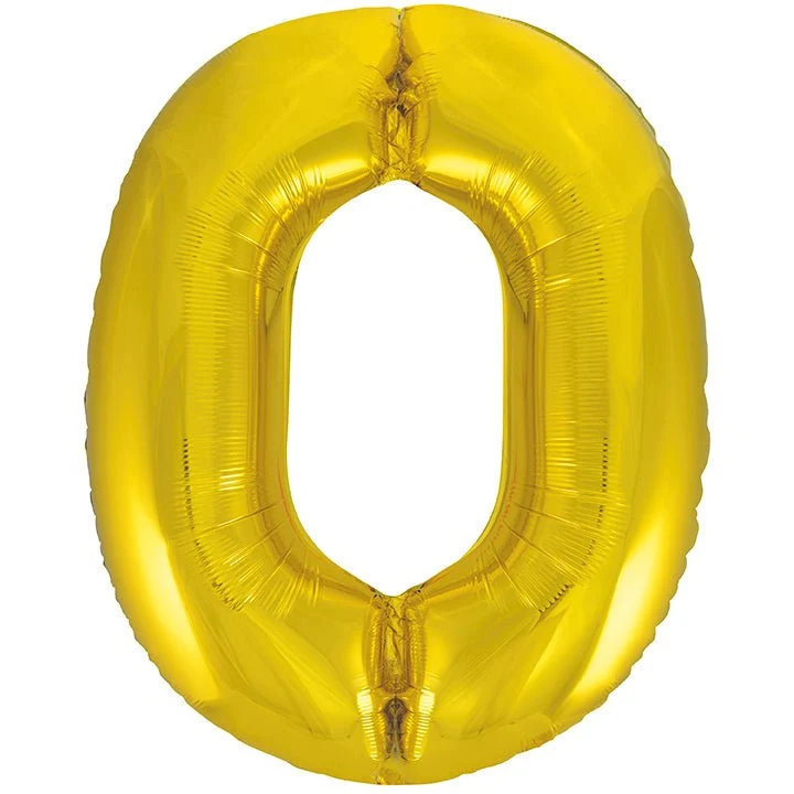 0 Jaar Cijfer Ballon Goud Leeg 86cm