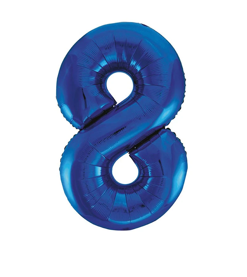 8 Jaar Cijfer Ballon Blauw Leeg 86cm