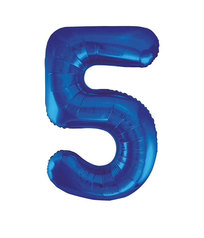 5 Jaar Cijfer Ballon Blauw Leeg 86cm