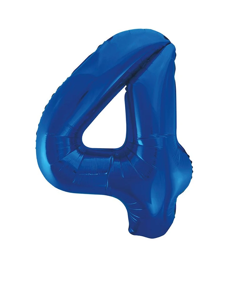 4 Jaar Cijfer Ballon Blauw Leeg 86cm