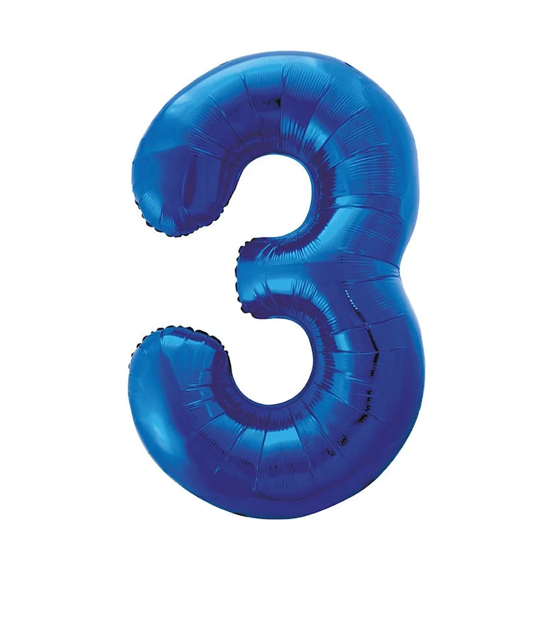 3 Jaar Cijfer Ballon Blauw Leeg 86cm