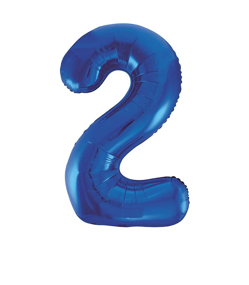2 Jaar Cijfer Ballon Blauw Leeg 86cm