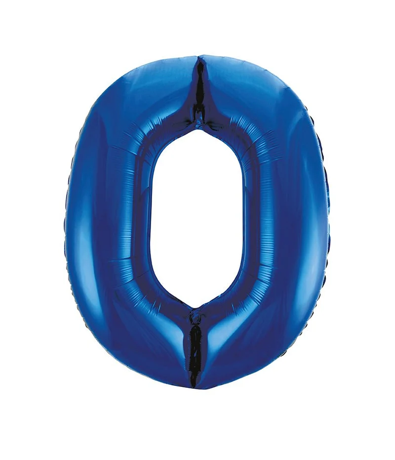 0 Jaar Cijfer Ballon Blauw Leeg 86cm