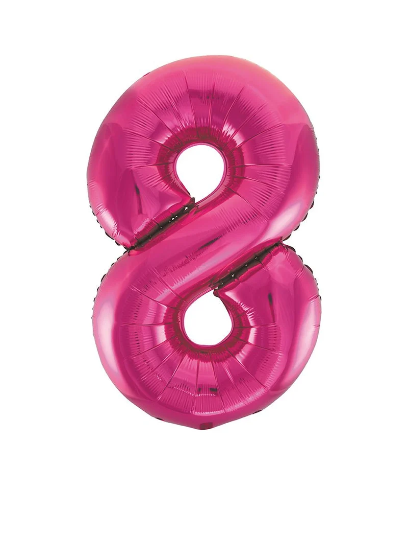 8 Jaar Cijfer Ballon Fuchsia Leeg 86cm