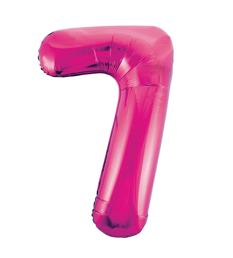 7 Jaar Cijfer Ballon Fuchsia Leeg 86cm
