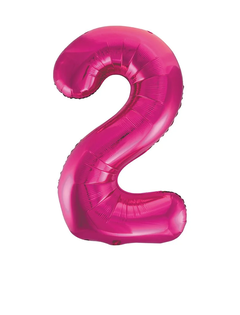 2 Jaar Cijfer Ballon Fuchsia Leeg 86cm