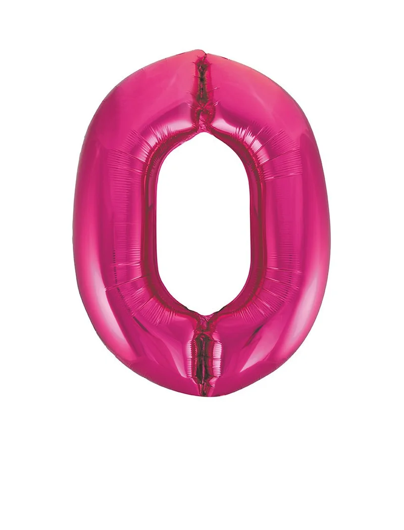 0 Jaar Cijfer Ballon Fuchsia Leeg 86cm