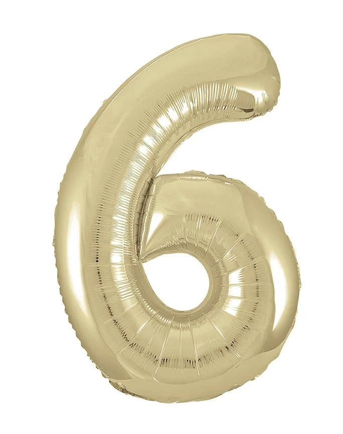 6 Jaar Cijfer Ballon Goud Glans Leeg 86cm