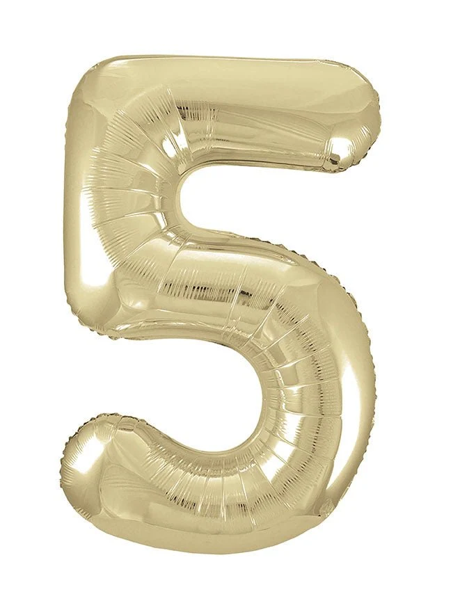 5 Jaar Cijfer Ballon Goud Glans Leeg 86cm