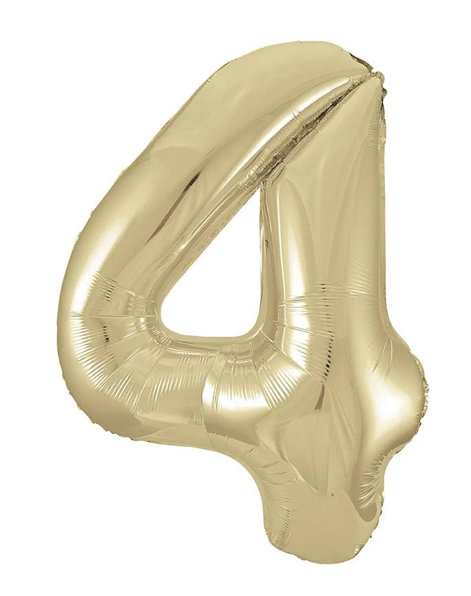 4 Jaar Cijfer Ballon Goud Glans Leeg 86cm