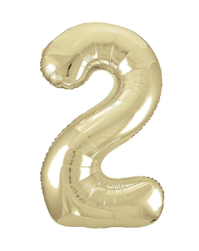 2 Jaar Cijfer Ballon Goud Glans Leeg 86cm