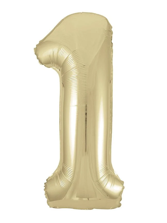 1 Jaar Cijfer Ballon Goud Glans Leeg 86cm