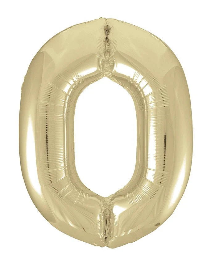 0 Jaar Cijfer Ballon Goud Glans Leeg 86cm