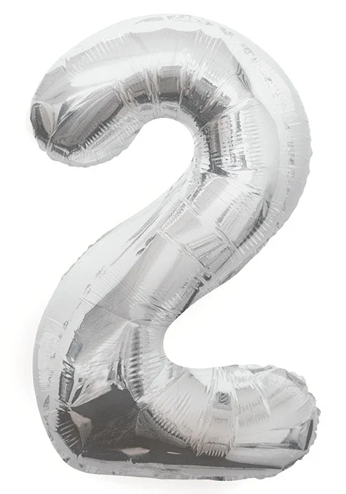 2 Jaar Cijfer Ballon Zilver Leeg 86cm