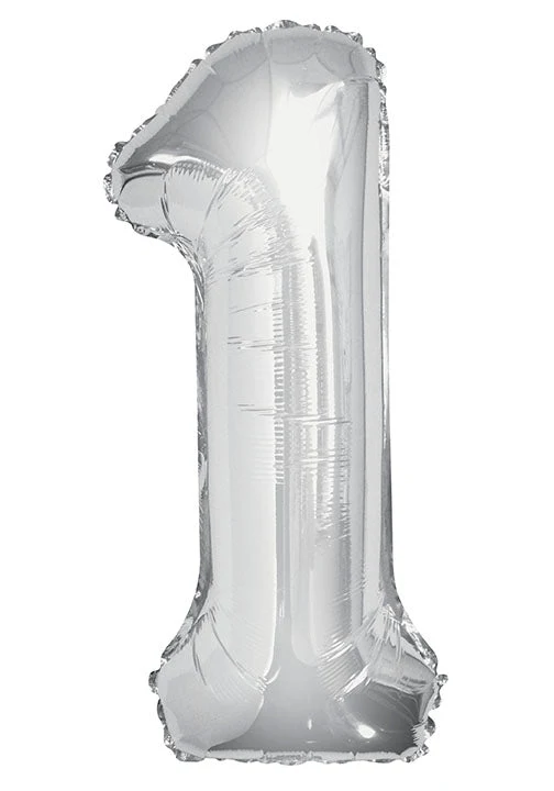 1 Jaar Cijfer Ballon Zilver Leeg 86cm