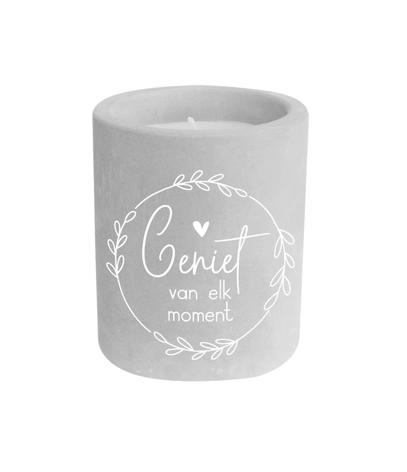 Grijze Cement Kaars Geniet 8cm