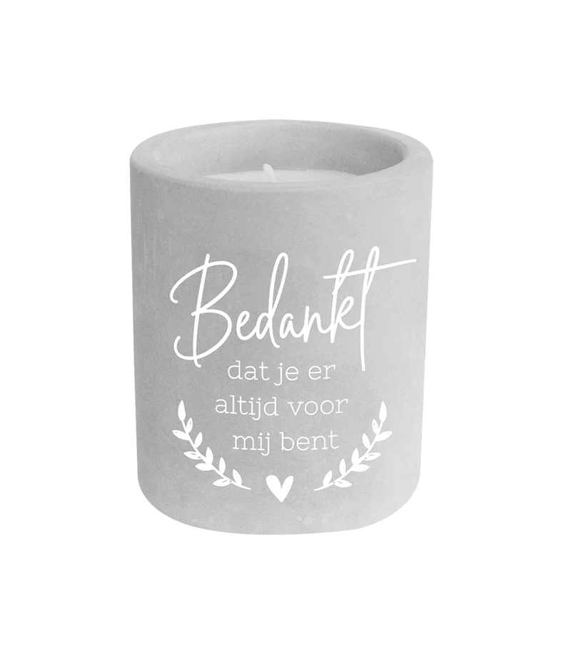 Grijze Cement Kaars Bedankt 8cm
