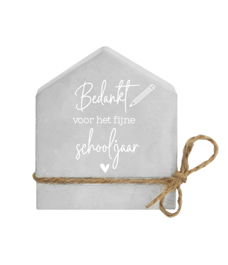 Grijze Cement Huisje Schooljaar 8cm
