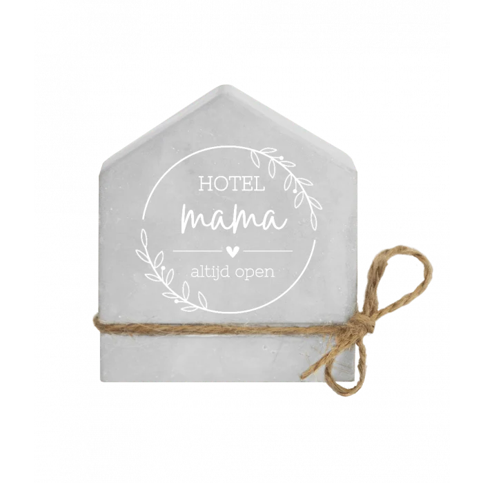 Grijze Cement Huisje Mama 8cm