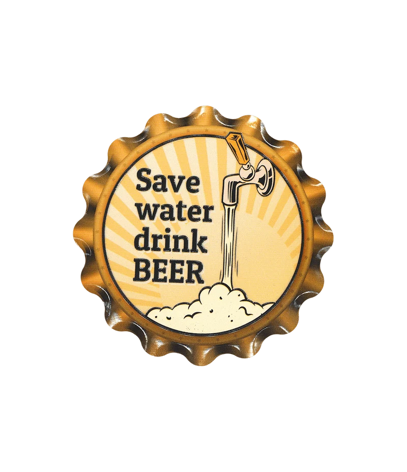 Geel Witte Onderzetters Save Water 11cm